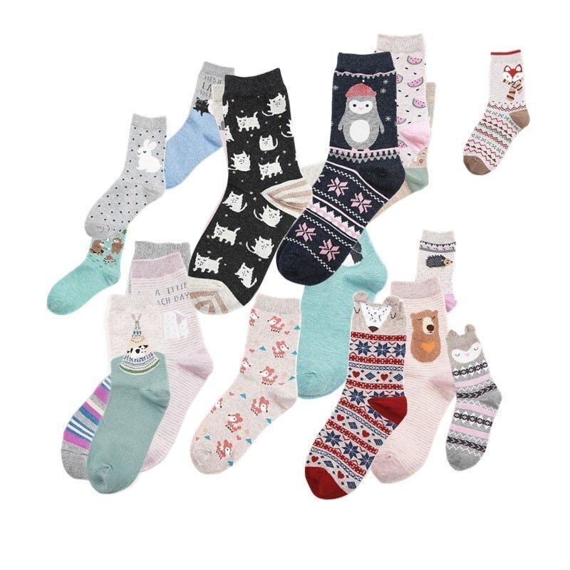 Dotted Stripe Patterned Socks Cartoon Cotton Sock Unisex Casual Footwear 1pair S